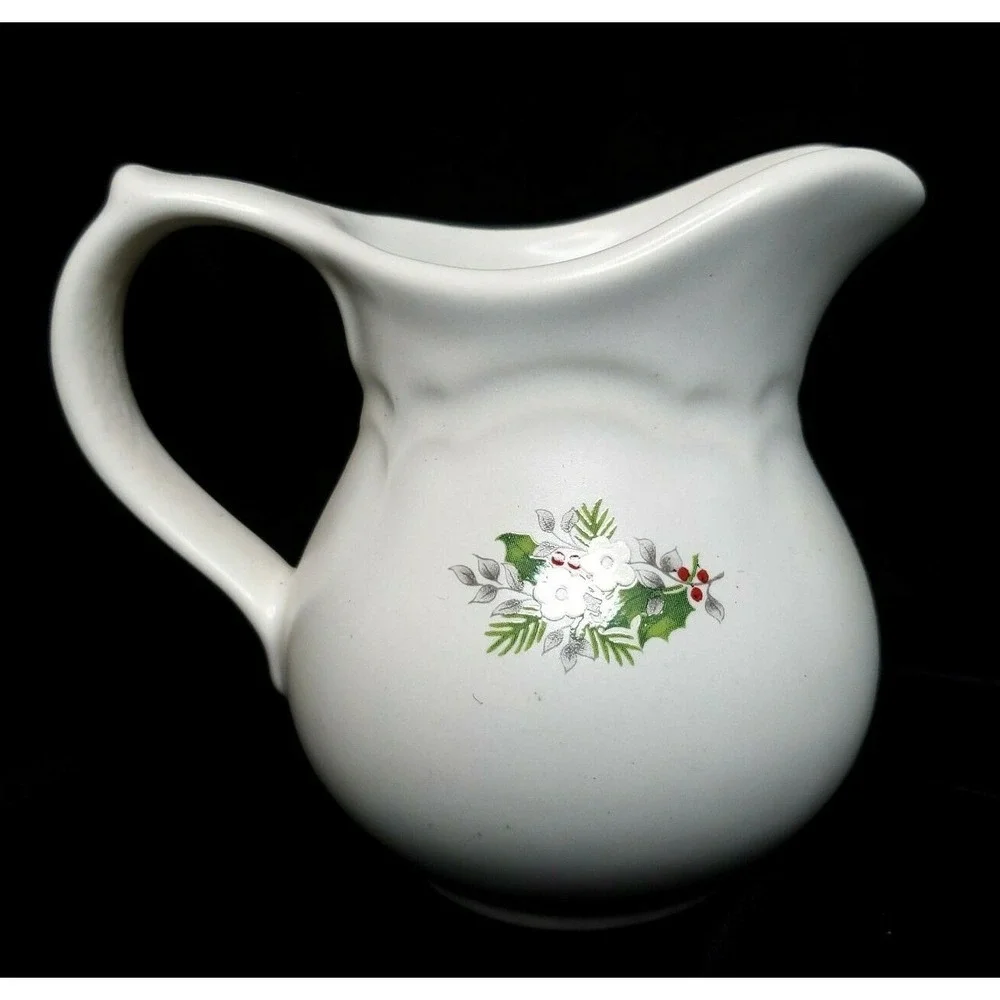 Pfaltzgraff Christmas Heirloom Sugar Bowl Creamer Stoneware Holiday 024 USA Vtg